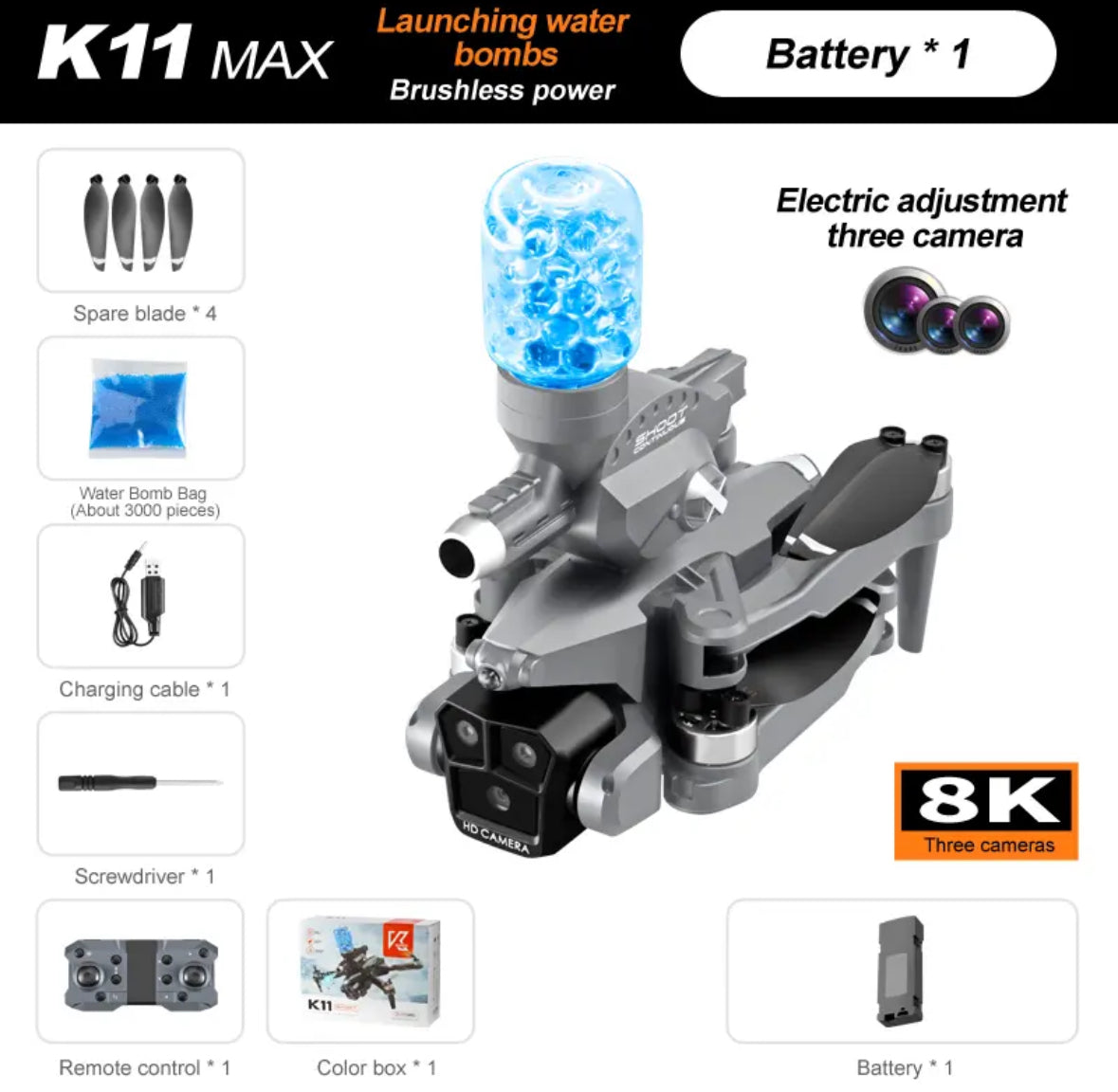 Wasserkugeln Beladene 4K Battle-Drohne