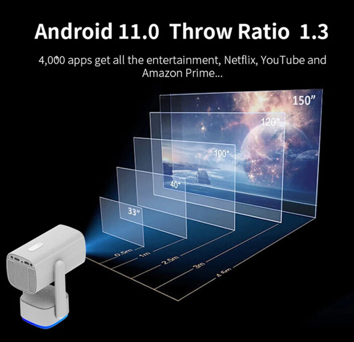 Akku Betriebener Smart Beamer UHD Projektor